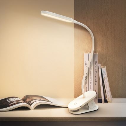 Aigostar - LED bordlampe dæmpbar og genopladelig med klemme LED/2,5W/5V 1200mAh hvid