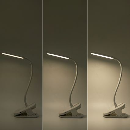 Aigostar - LED bordlampe dæmpbar og genopladelig med klemme LED/2,5W/5V 1200mAh hvid