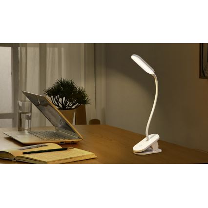 Aigostar - LED bordlampe dæmpbar og genopladelig med klemme LED/2,5W/5V 1200mAh hvid