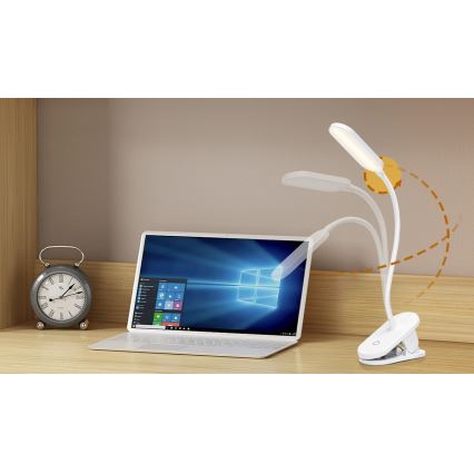 Aigostar - LED bordlampe dæmpbar og genopladelig med klemme LED/2,5W/5V 1200mAh hvid