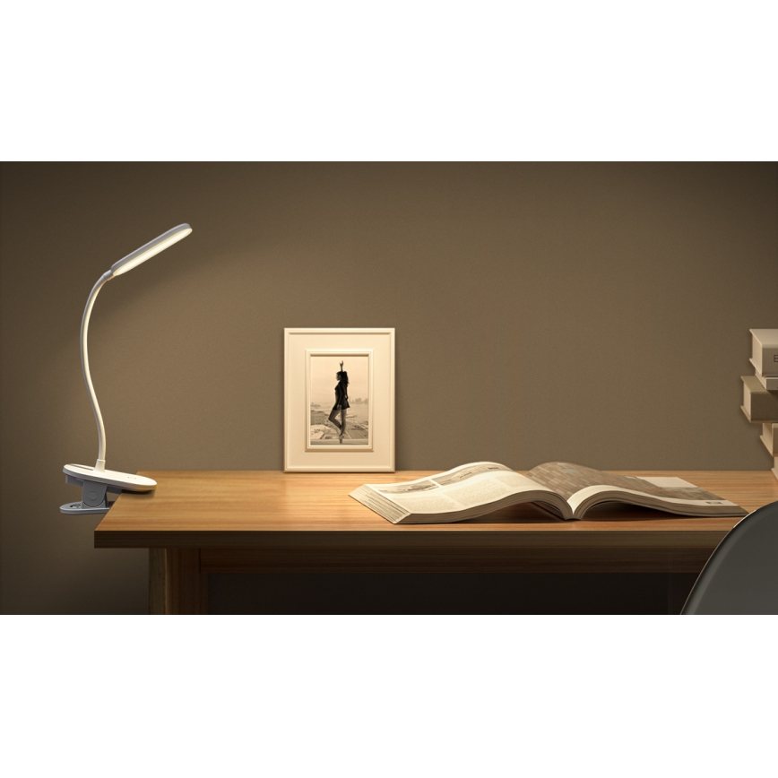 Aigostar - LED bordlampe dæmpbar og genopladelig med klemme LED/2,5W/5V 1200mAh hvid