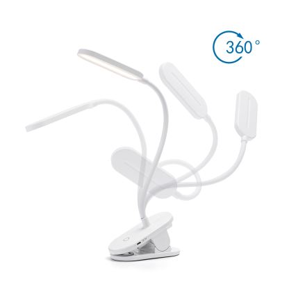 Aigostar - LED bordlampe dæmpbar og genopladelig med klemme LED/2,5W/5V 1200mAh hvid
