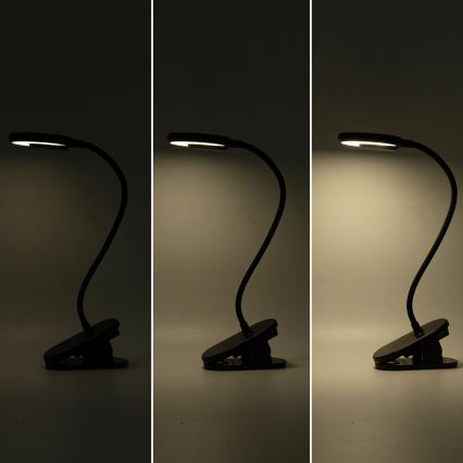 Aigostar - LED bordlampe dæmpbar og genopladelig med klemme LED/3W/5V 1800mAh sort