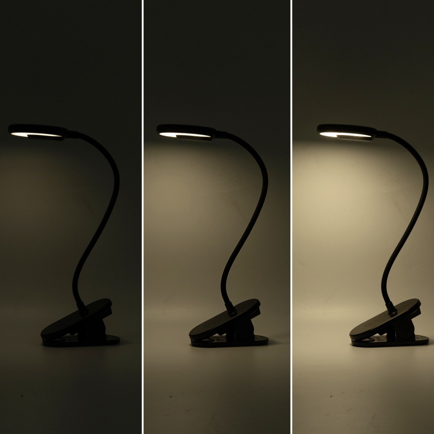 Aigostar - LED bordlampe dæmpbar og genopladelig med klemme LED/3W/5V 1800mAh sort