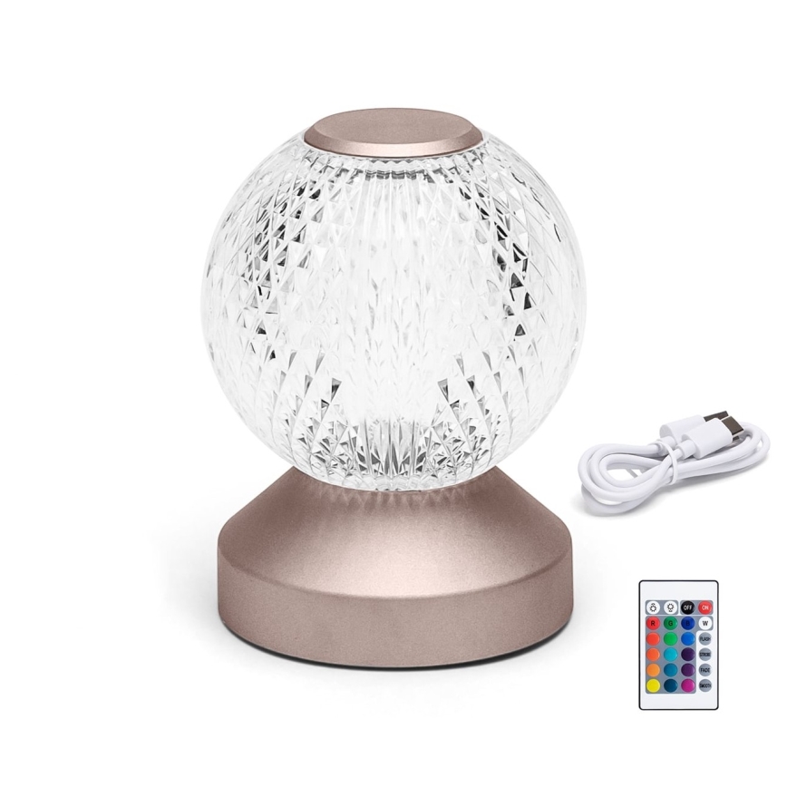 Aigostar - LED bordlampe m. RGB-farver dæmpbar + genopladelig LED/1W/5V 1800 mAh 13,5 cm + fjernbetjening