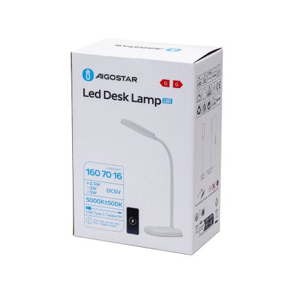 Aigostar - LED bordlampe m. trådløs opladning dæmpbar LED/2,5W/5V hvid