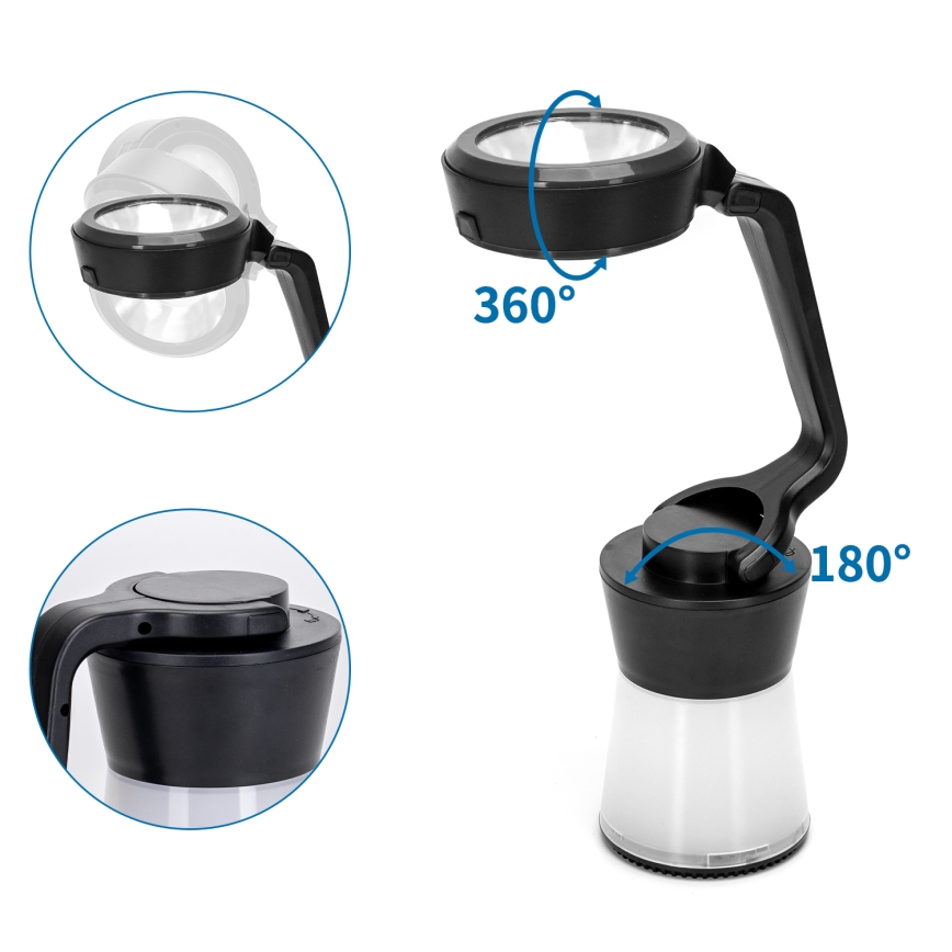 Aigostar - LED campinglygte dæmpbar 3-i-1 LED/3xAA sort