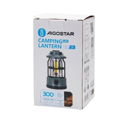 Aigostar - LED campinglygte dæmpbar LED/3xAA grøn 17,5 cm