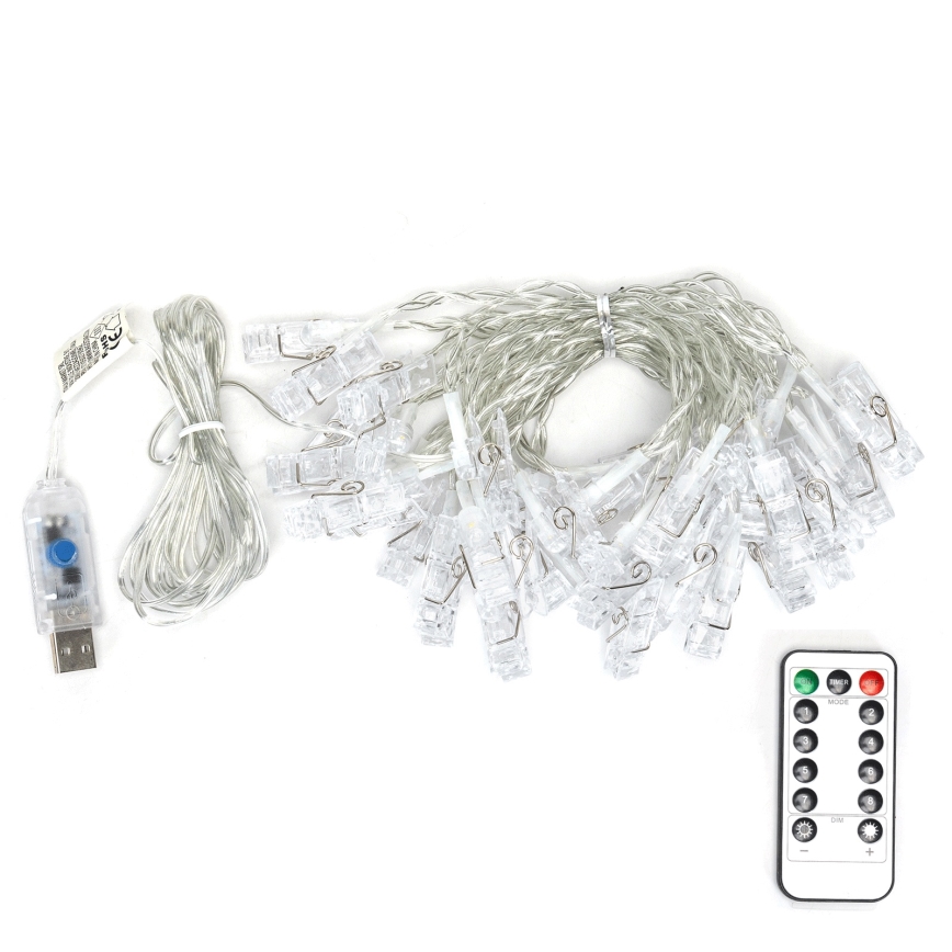 Aigostar - LED-dekorationskæde, 40 LED / 5 W / USB, 9 m, varm hvid