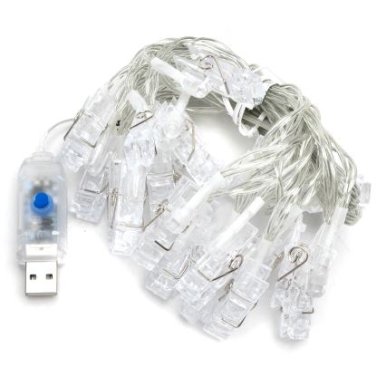 Aigostar - LED dekorativ lyskæde 20xLED/5W/USB 6 m varm hvid