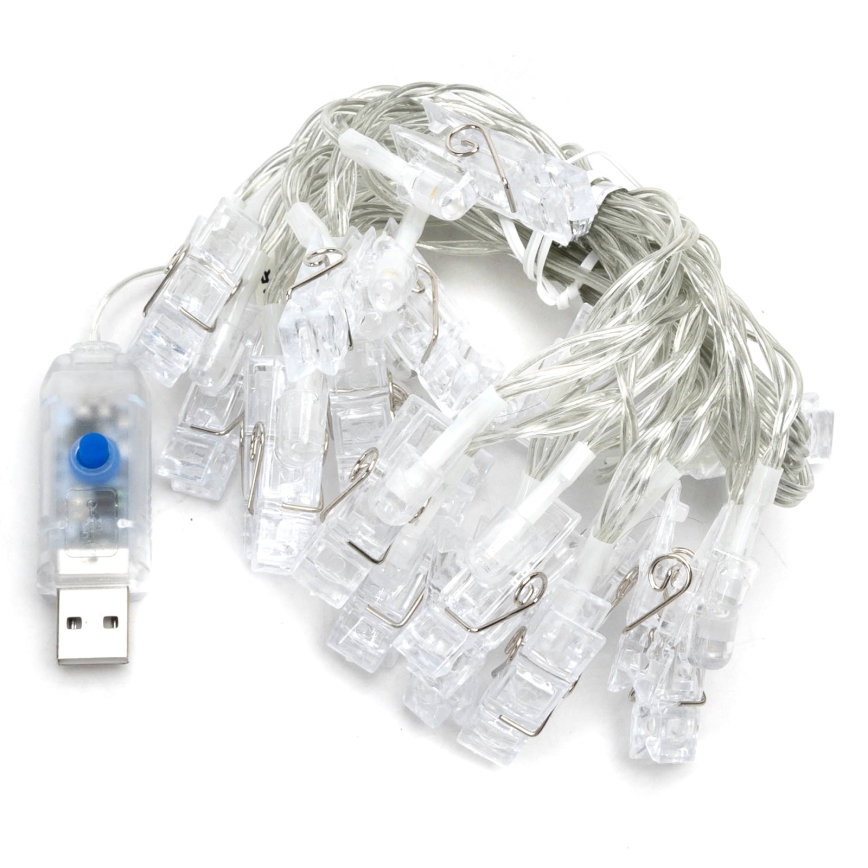 Aigostar - LED dekorativ lyskæde 20xLED/5W/USB 6 m varm hvid