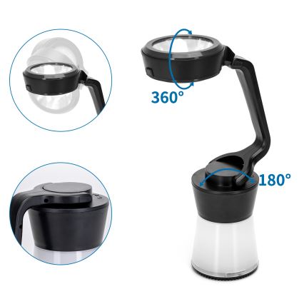 Aigostar - LED Dæmpbar Campinglampe 3-i-1 LED/3xAA sort