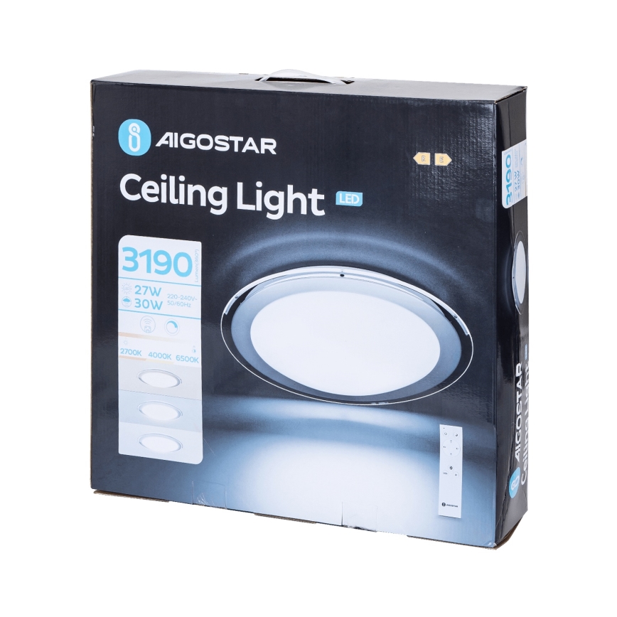 Aigostar - LED Dæmpbar loftlampe LED/30W/230V 2700-6500K pr. 42,9 cm krom + fjernbetjening