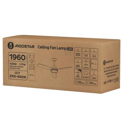 Aigostar - LED Dæmpbar Loftventilator LED/20W/230V 2700-6500K 132 cm brun + fjernbetjening