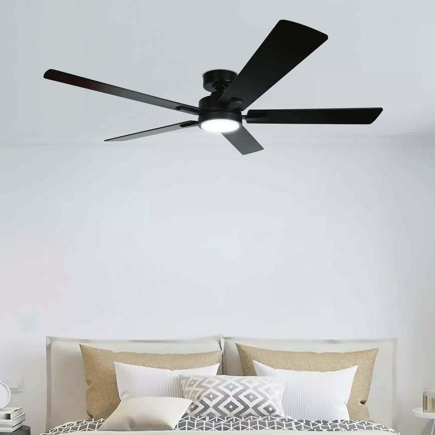 Aigostar - Dæmpbar LED-loftventilator LED/20W/230V 2700-6500K 132cm sort + fjernbetjening