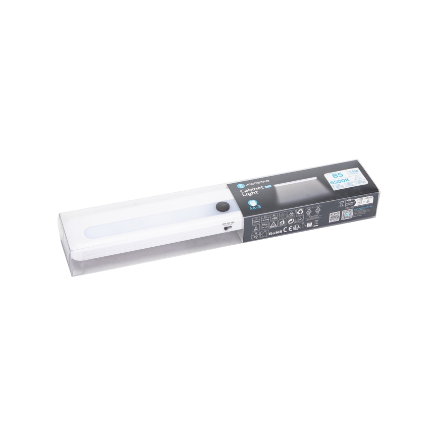 Aigostar - LED Dæmpbar skabsbelysning LED/1,5W/3xAA 6500K hvid