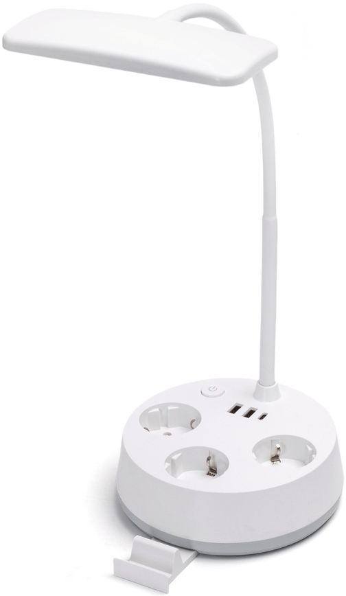 Aigostar - LED Dæmpbar skrivebordslampe med stikkontakter og USB LED/4,6W/230V 3000/4000/6500K hvid