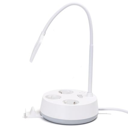 Aigostar - LED Dæmpbar skrivebordslampe med stikkontakter og USB LED/4,6W/230V 3000/4000/6500K hvid
