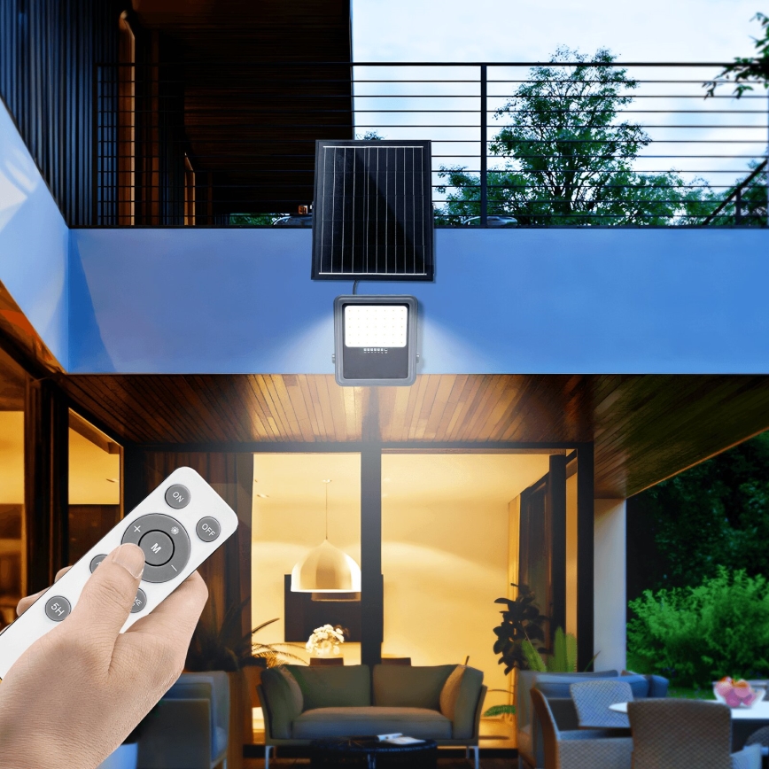 Aigostar - Dæmpbar LED solcelleprojektør LED/200W/3,4V IP65 15000 mAh + fjernbetjening