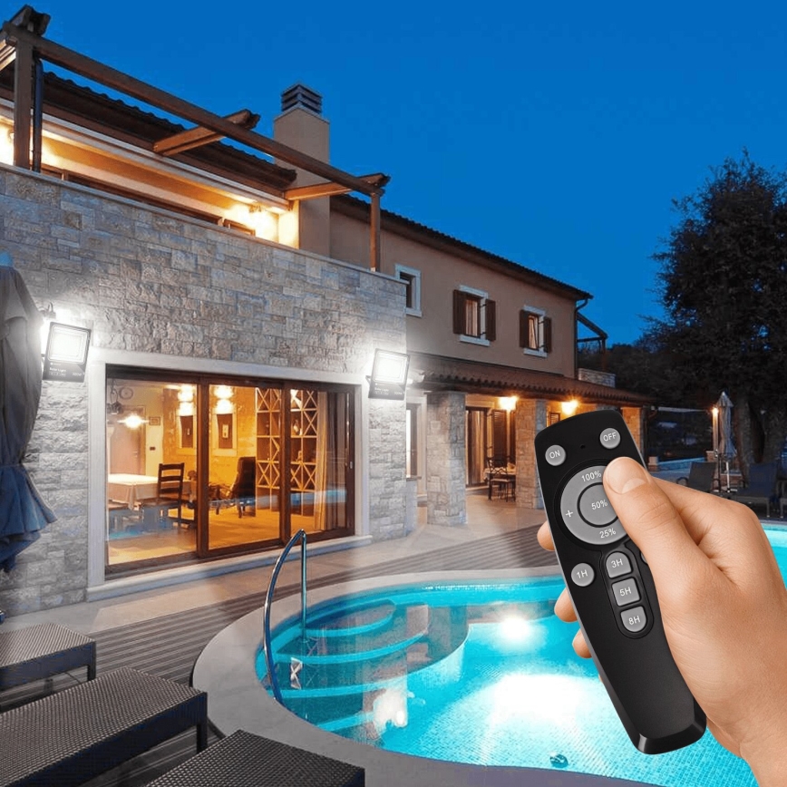 Aigostar - LED dæmpbar solcelleprojektør LED/300W/3,2V IP66 25000 mAh + fjernbetjening
