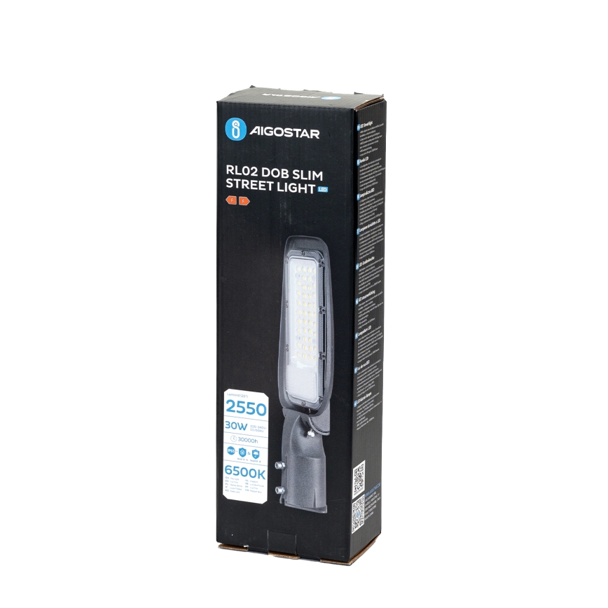 Aigostar - LED gadelampe SLIM LED/30W/230V 6500K IP65