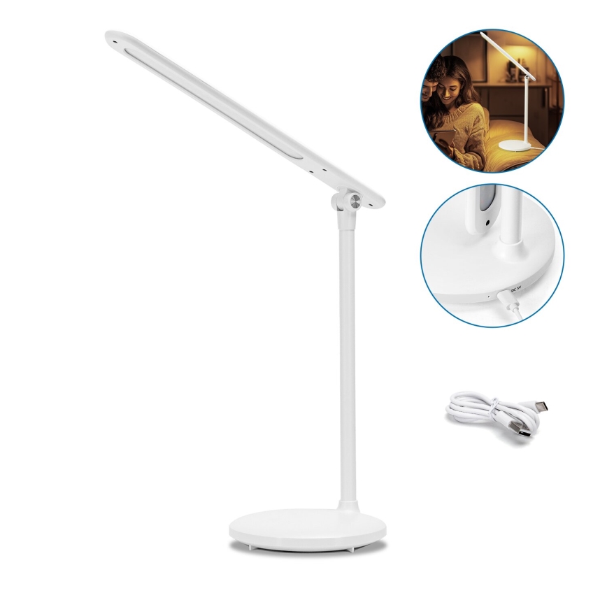 Aigostar - LED Genopladelig bordlampe m. touch-funktion dæmpbar LED/3W/5V 1200mAh 3000/4000/6500K