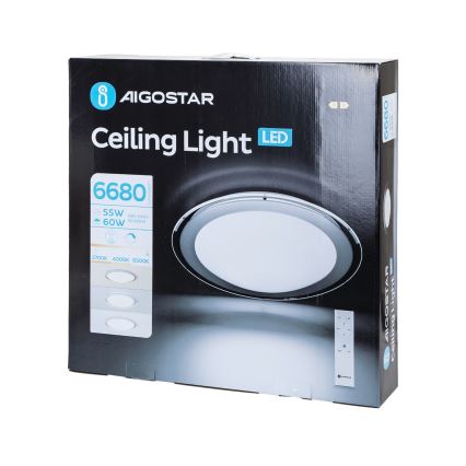Aigostar - LED Dimmbar Hængelampe LED/60W/230V 2700-6500K Ø 52,7 cm krom + fjernbetjening