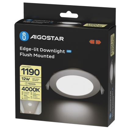 Aigostar - LED indbygningsarmatur LED/12W/230V 4000K Ø 17 cm hvid
