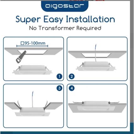 Aigostar - LED indbygningsarmatur LED/6W/230V 4000K 12x12 cm hvid