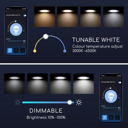 Aigostar - LED indbygningslampe dæmpbar 12W/230V diam. 17 cm Wi-Fi