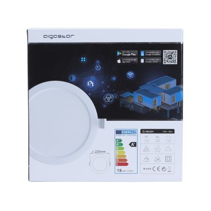 Aigostar - LED indbygningslampe dæmpbar 18W/230V diam. 22 cm Wi-Fi