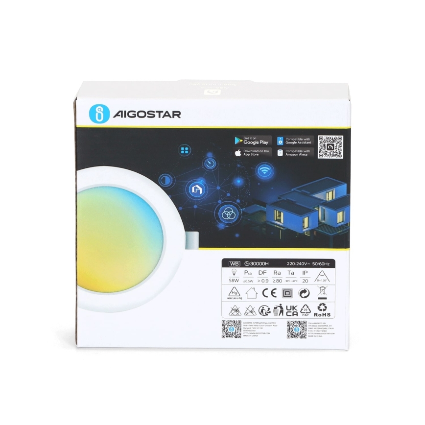 Aigostar - LED indbygningslampe dæmpbar LED/9W/230V diam. 14,5 cm Wi-Fi