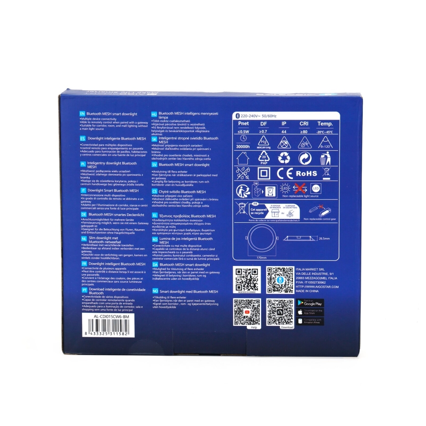 Aigostar - LED indbygningslampe dæmpbar MESH LED/15W/230V 2700-6500K diameter 17 cm