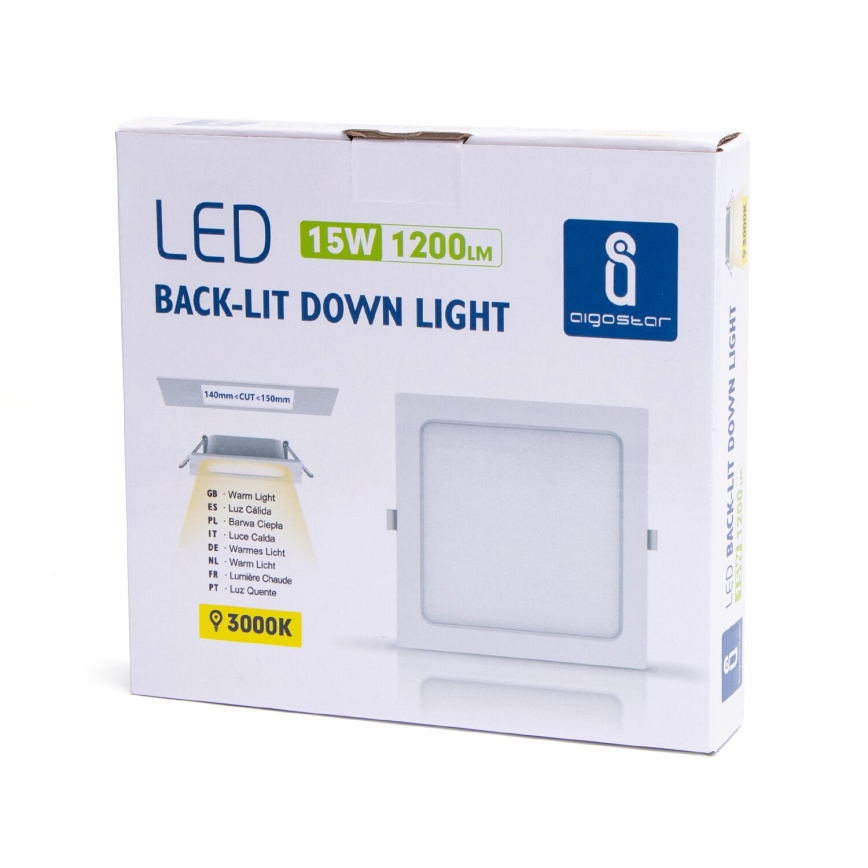 Aigostar - LED indbygningslampe LED/15W/230V 17,5x17,5 cm 3000K hvid