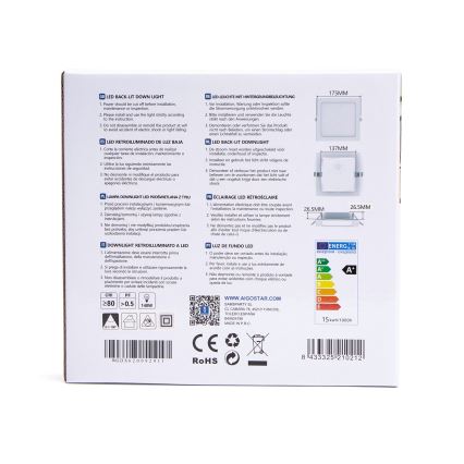 Aigostar - LED indbygningslampe LED/15W/230V 17,5x17,5 cm 3000K hvid