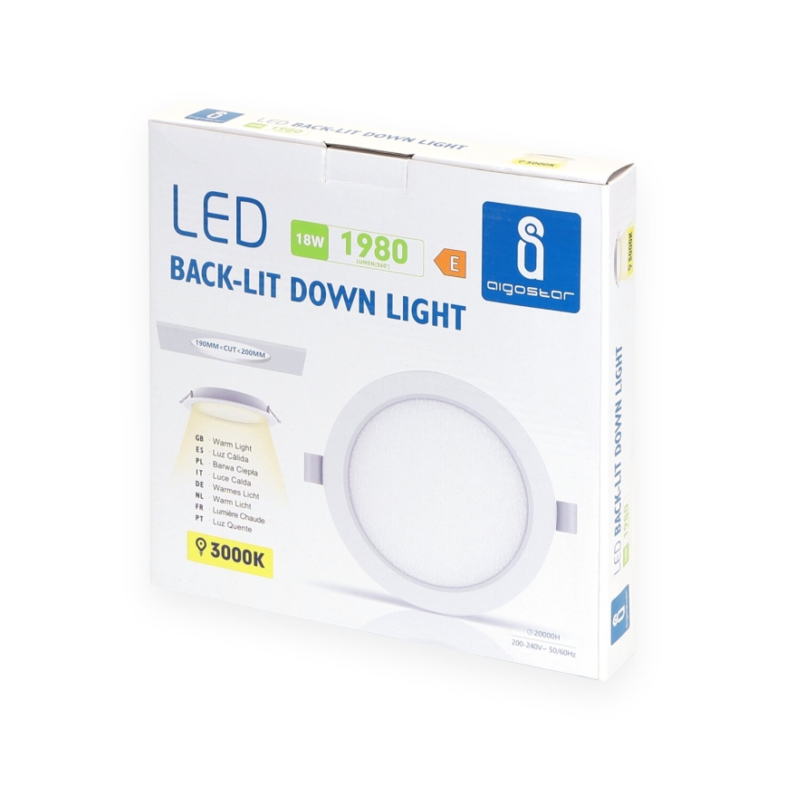 Aigostar - LED indbygningslampe LED/18W/230V 3000K diameter 27,5 cm hvid
