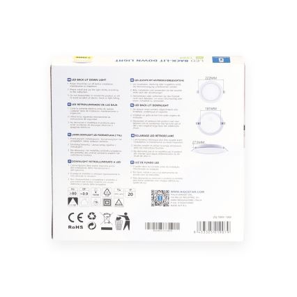 Aigostar - LED indbygningslampe LED/18W/230V 3000K Ø 22,2 cm hvid