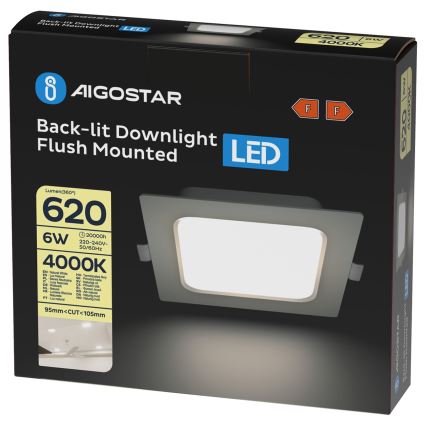 Aigostar - LED Indbygningslampe LED/6W/230V 4000K 12x12 cm hvid
