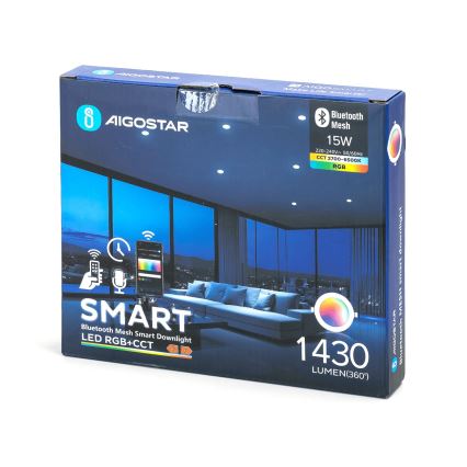 Aigostar - LED Indbygningslampe m. RGBW-farver dæmpbar MESH LED/15W/230V 2700-6500K diameter 17 cm