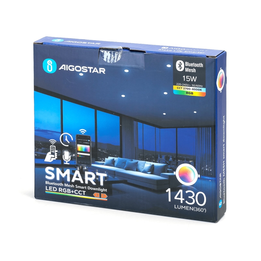 Aigostar - LED Indbygningslampe m. RGBW-farver dæmpbar MESH LED/15W/230V 2700-6500K diameter 17 cm