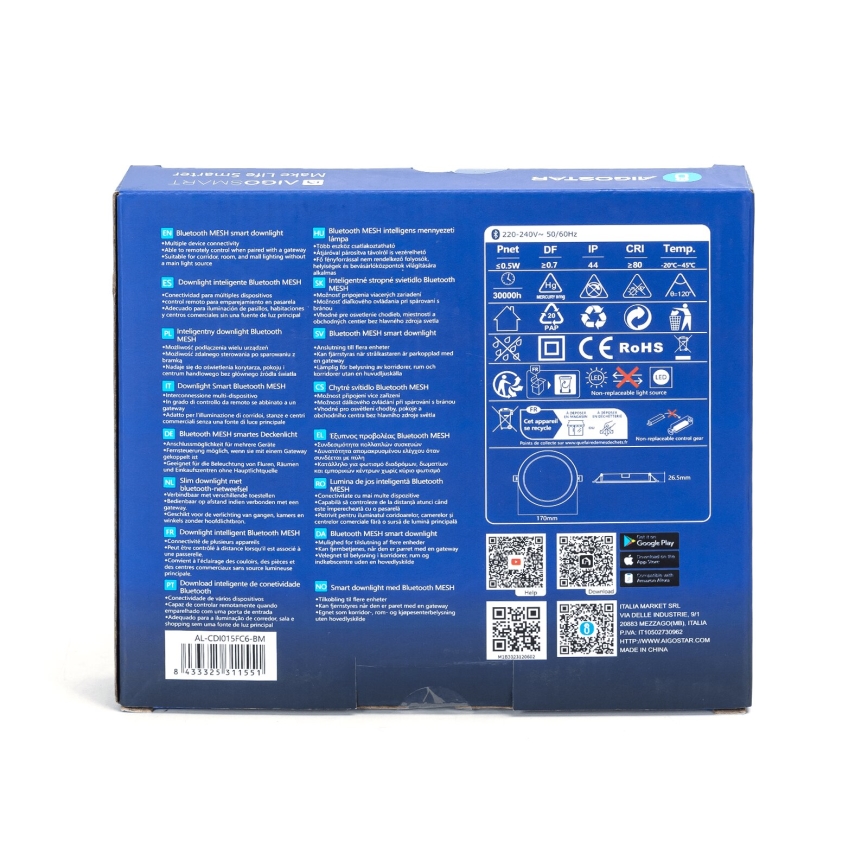 Aigostar - LED Indbygningslampe m. RGBW-farver dæmpbar MESH LED/15W/230V 2700-6500K diameter 17 cm