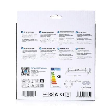 Aigostar - LED indbygningslampe ULTRATHIN LED/16W/230V 6000K hvid