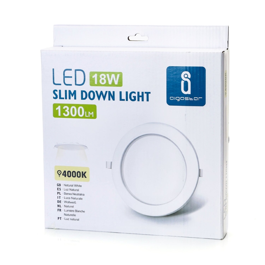 Aigostar - LED indbygningslampe ULTRATHIN LED/18W/230V 4000K hvid