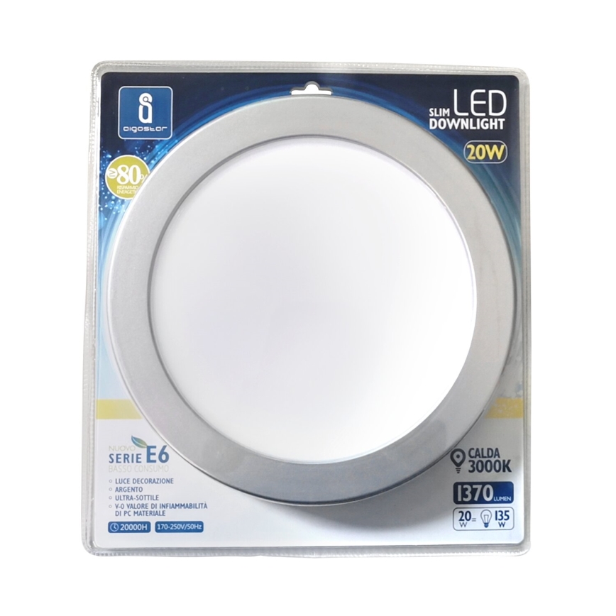 Aigostar - LED indbygningslampe ULTRATHIN LED/20W/230V 3000K mat krom