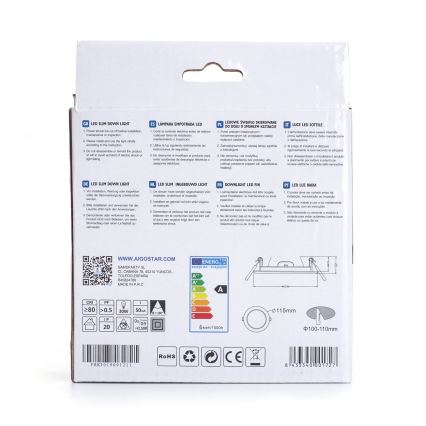 Aigostar - LED indbygningslampe ULTRATHIN LED/6W/230V 3000K hvid
