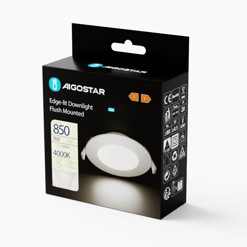 Aigostar - LED indbygningslampe ULTRATHIN LED/9W/230V 4000K hvid