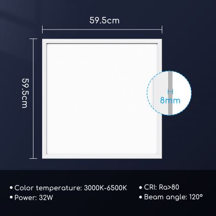 Aigostar - LED indbygningspanel dæmpbart 32W/230V Wi-Fi 60x60 cm