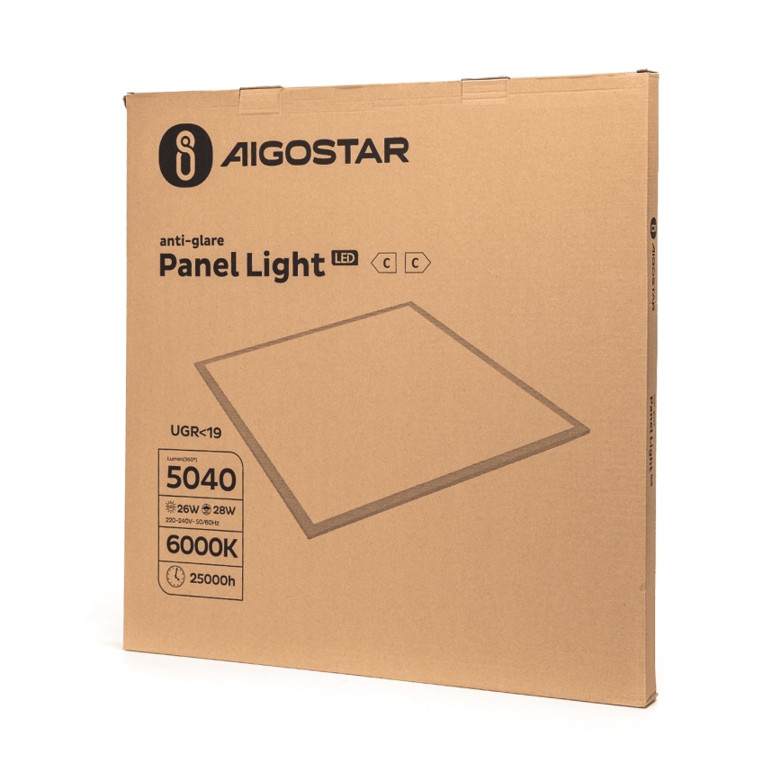 Aigostar - LED-loftpanel til nedhængt loft LED/28W/230V, høj effektivitet, UGR19, 6000K, 59,5x59,5 cm