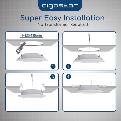 Aigostar - LED indbygningsspot til badeværelse LED/15W/230V 4000K IP44 pr. 14,5 cm hvid