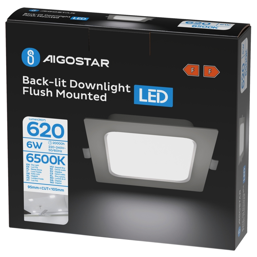 Aigostar - LED indbygningsspot LED/6W/230V 6500K 12x12 cm hvid